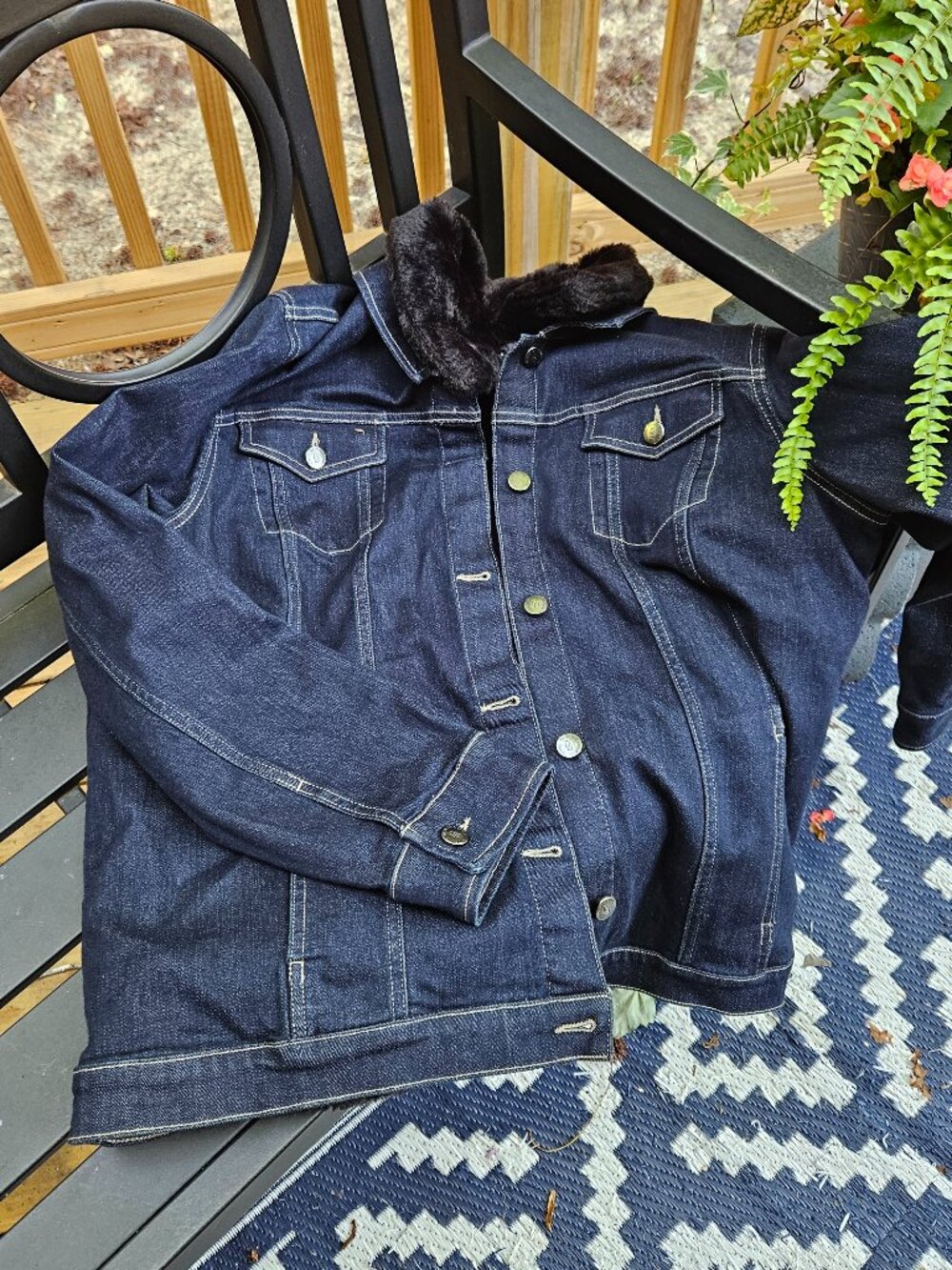 NWOT Dennis Basso | Faux Fur Lined Jean Jacket Size XL